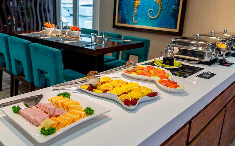 coffee station and unlimited water ecogalaxy cruise to Galapagos