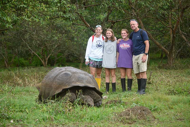 families hiking in the galaxy islands cruise to Galapagos